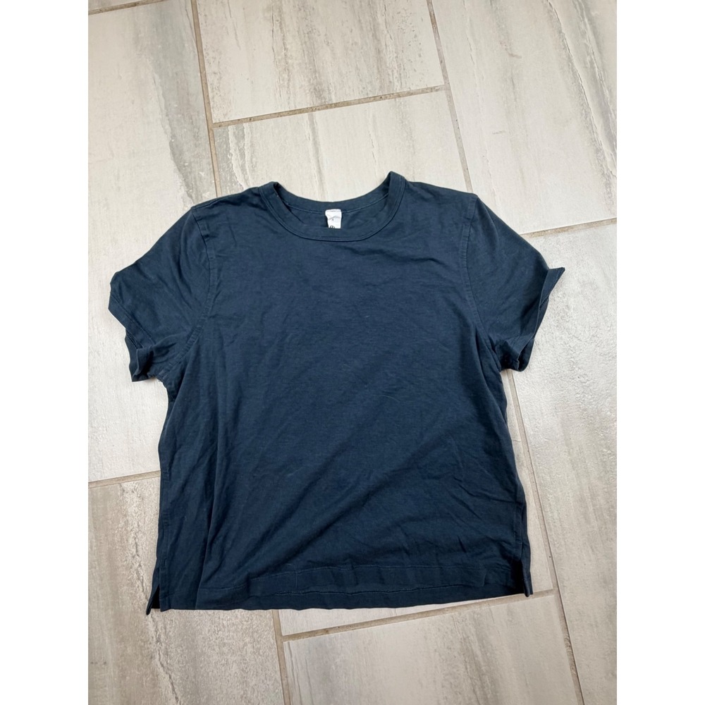 Lululemon Love Linen Blend T-Shirt Navy Blue ShortSleeve CrewNeck Size 4 LW3FGDS